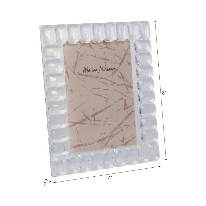 Glass Crystal Beveled Cut Design Glam Style Photo Frame Faceted Border