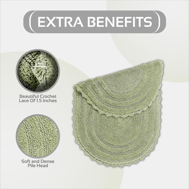 Better Trends Bath Rugs 100% Cotton Soft & Water Absorbent Reversible Tufted Bathroom Rug for Shower, Sink Mats Lilly Crochet