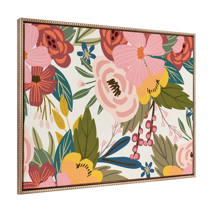 Kate and Laurel Sylvie Beaded Softly Framed Canvas by Mia Charro - 28x38 - Gold