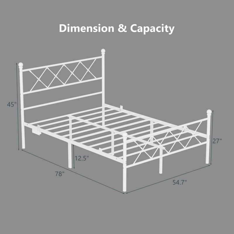 Full Size Metal Platform Bed with RGB LED Lights,Charging Station,Heavy Duty,Remote and App Control,Under Bed Storage