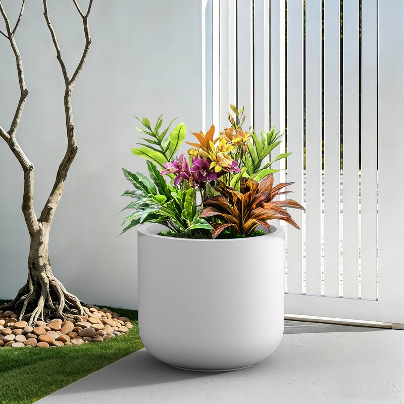 Concrete Round Planter / Pot with Drainage Hole for Indoor & Outdoor