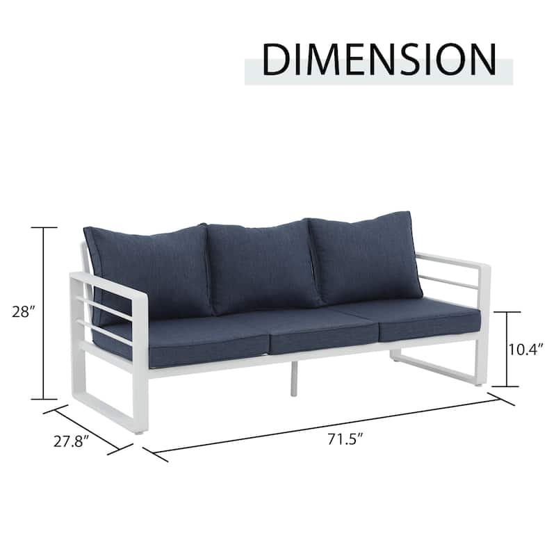 Outdoor Aluminum 3 Seater Sofa with Cushion