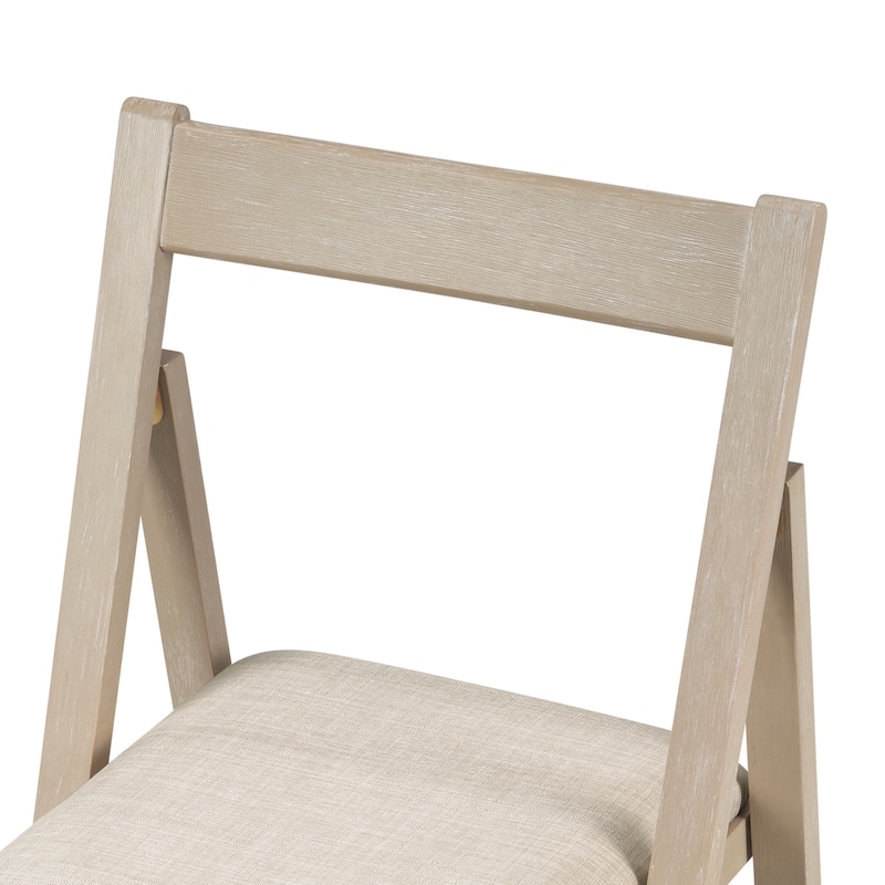 Contemporary 19" Wide Portable Folding Brushed Wooden Dining Chairs with Padded Cushion