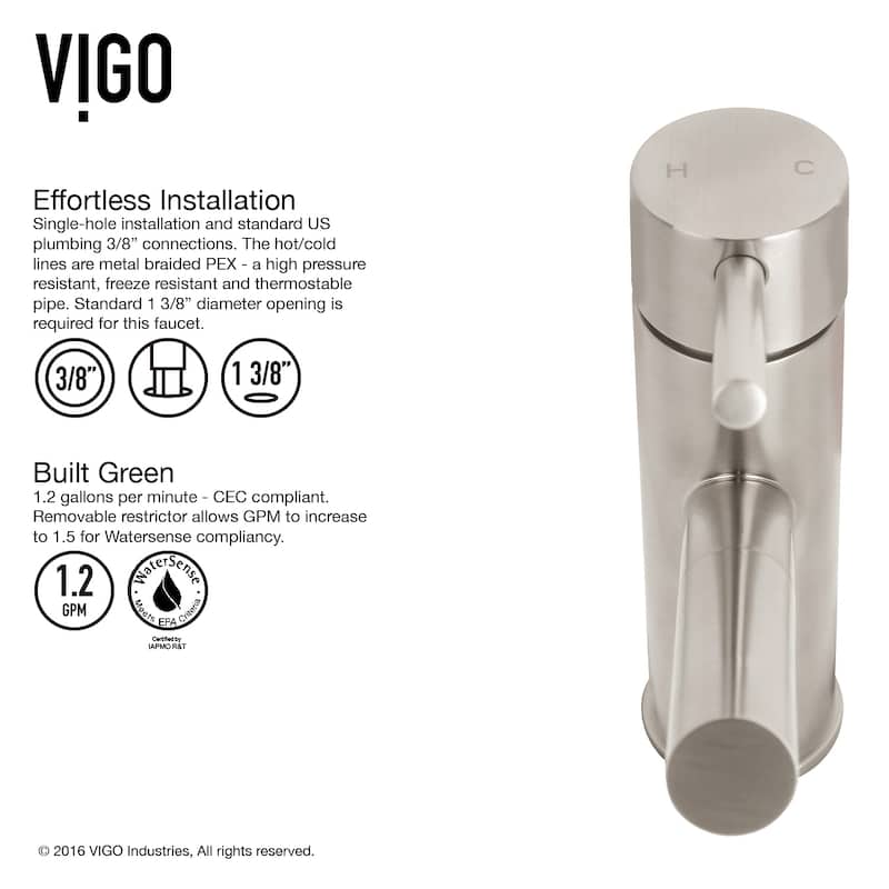 VIGO Noma 8" H Single Handle Single Hole Bathroom Faucet