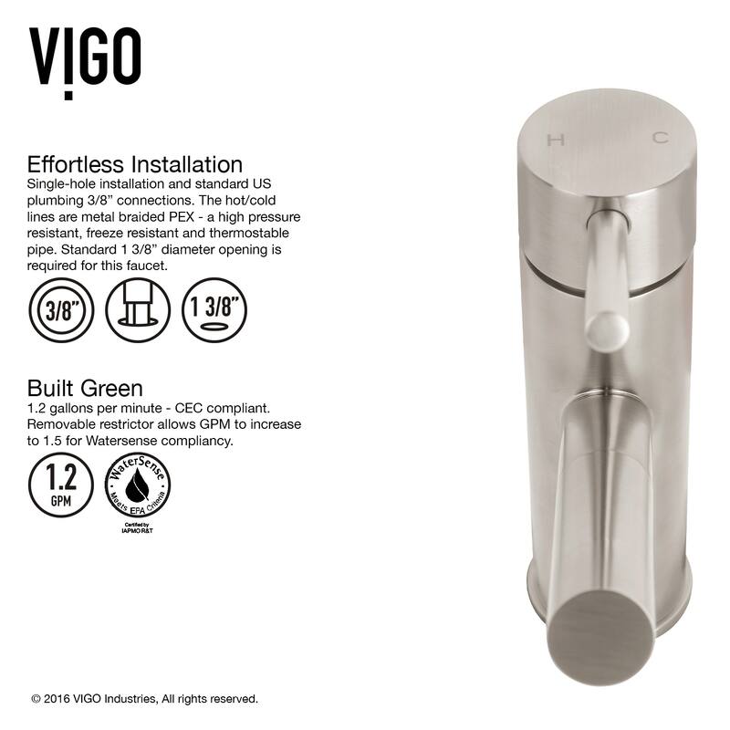 VIGO Noma Single Hole Bathroom Faucet