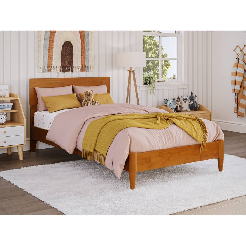 Aria Solid Wood Modern Low Profile Platform Bed - Light Toffee - Twin