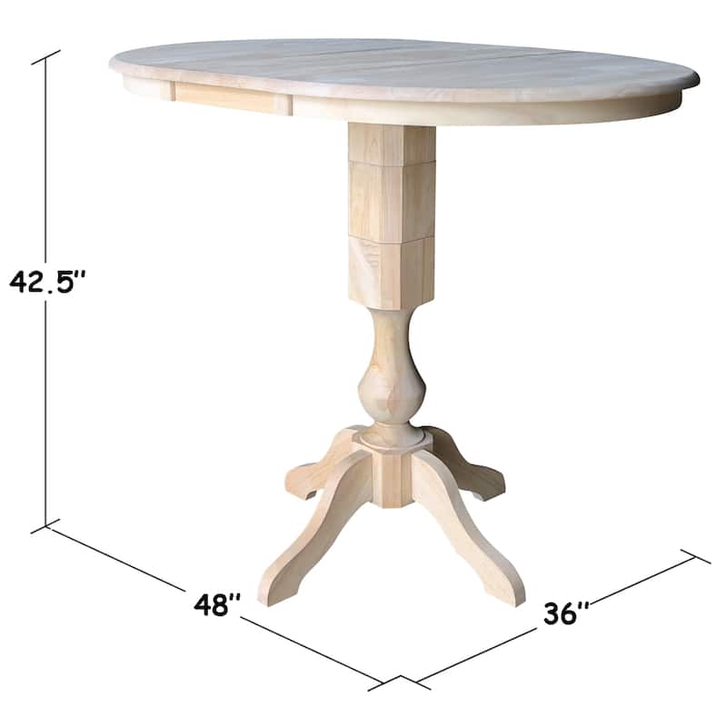 36" Round Extension Dining Table 40.9"H With 4 Cafe Barheight Stools