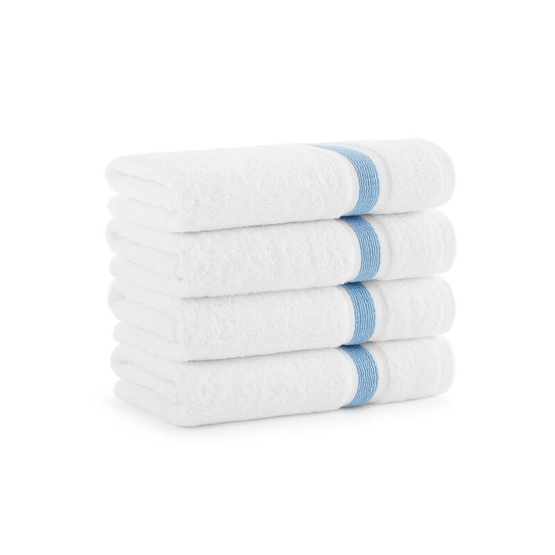 Aston & Arden Aegean Recycled Striped Towel Collection - Hand Towel - Set of 4 - Blue