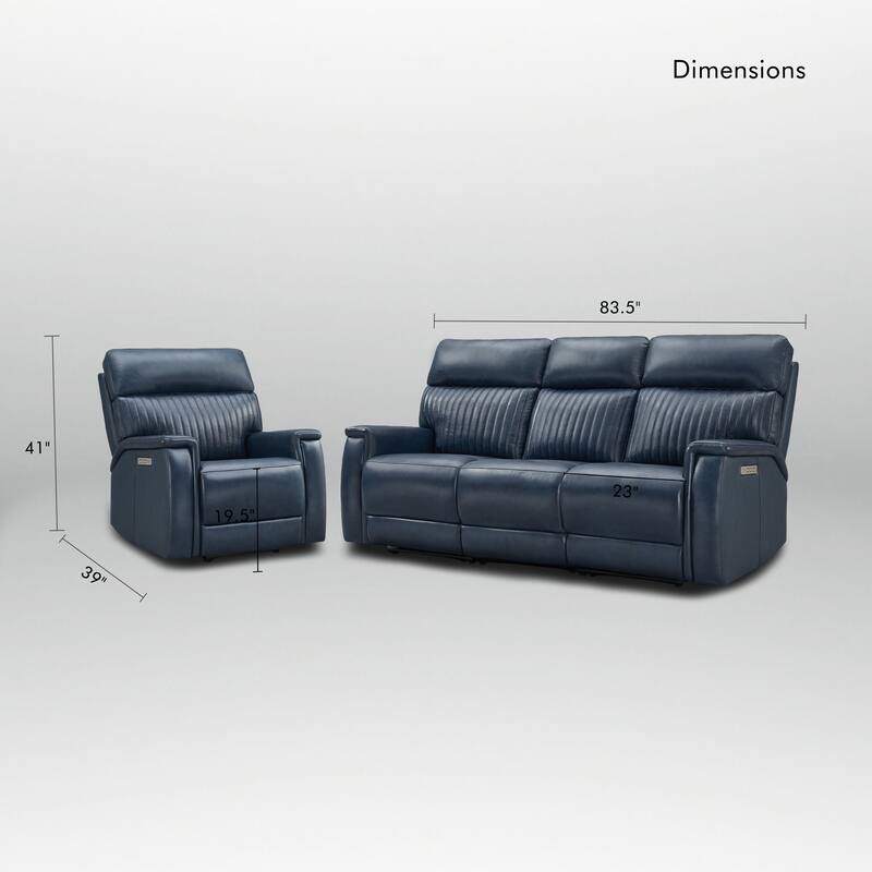 122''W 4-Seat Premium Genuine Leather triple-Power Sofa set with Zero Gravity, Adjustable Headrest & Lumbar Support