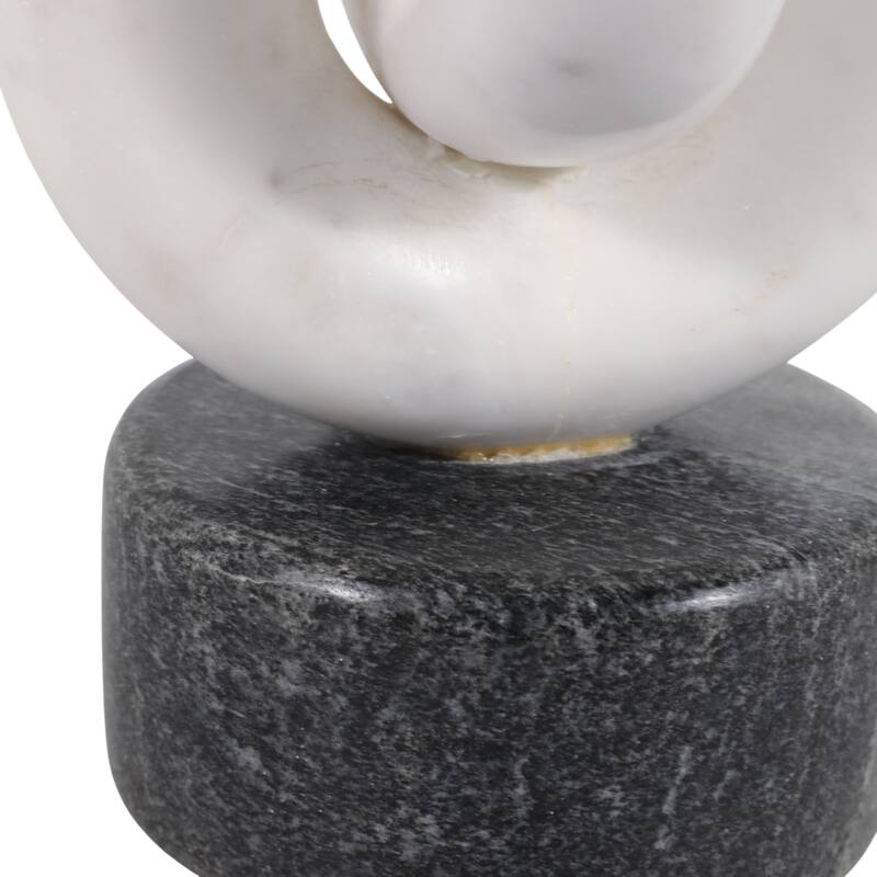 Modern Marble Link Figurine - Decorative Statue - 9", White & Gray - 8.75"