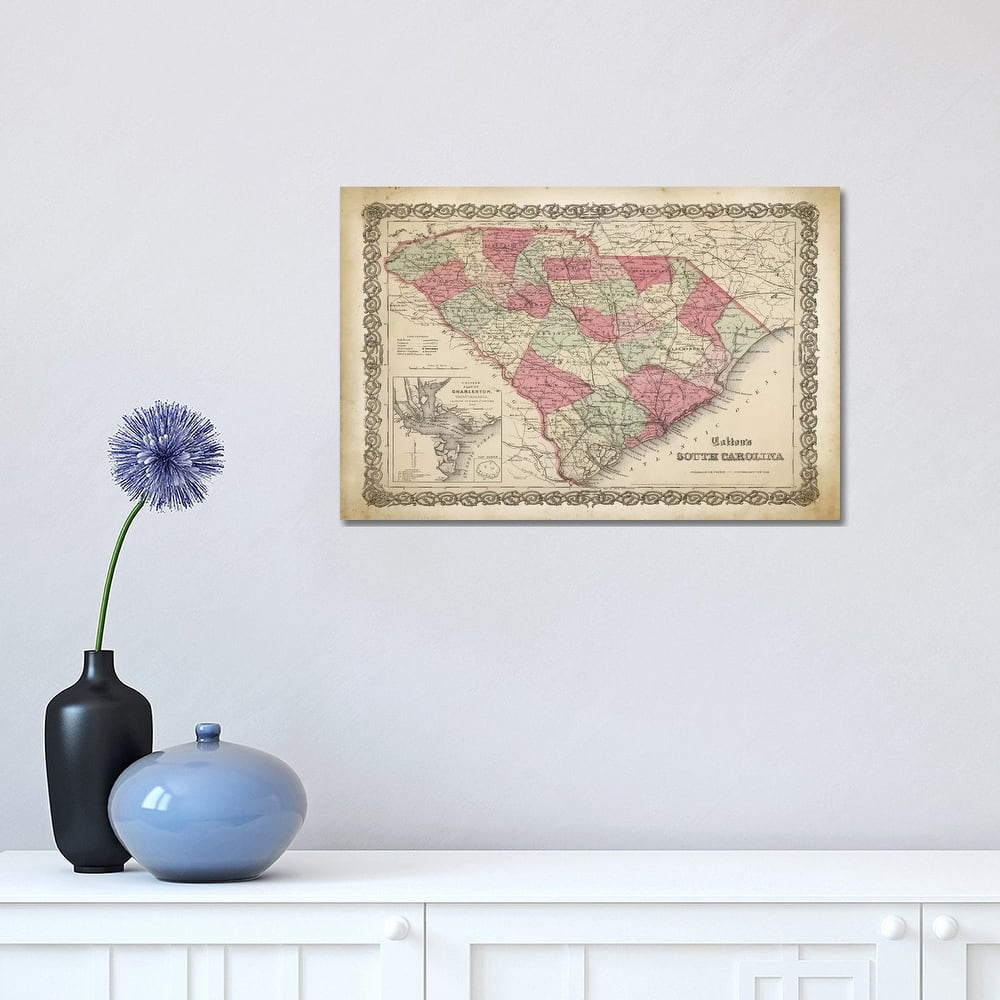 iCanvas "South Carolina Map, 1865" by PatentPrintStore Canvas Print
