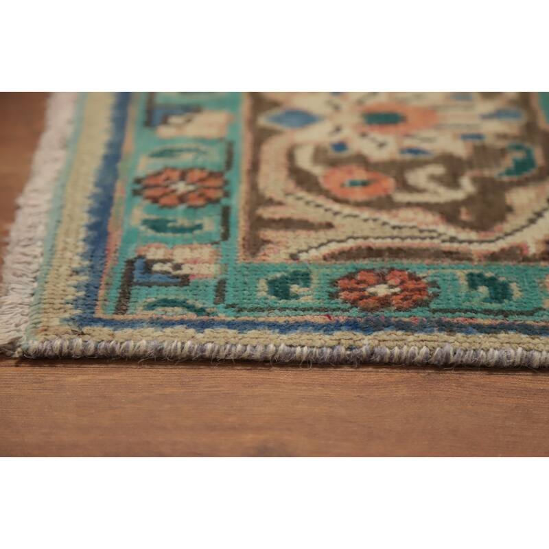 Hand Knotted Oriental 100% Wool Carpet Traditional Floral Brown Tabriz Area Rug - 6' 6'' X 4' 7''