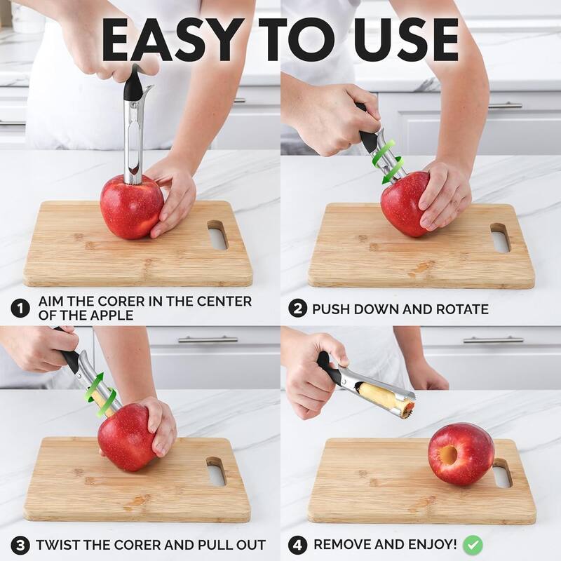 Zulay Kitchen Ultra Sharp Stainless Steel Apple Corer Tool