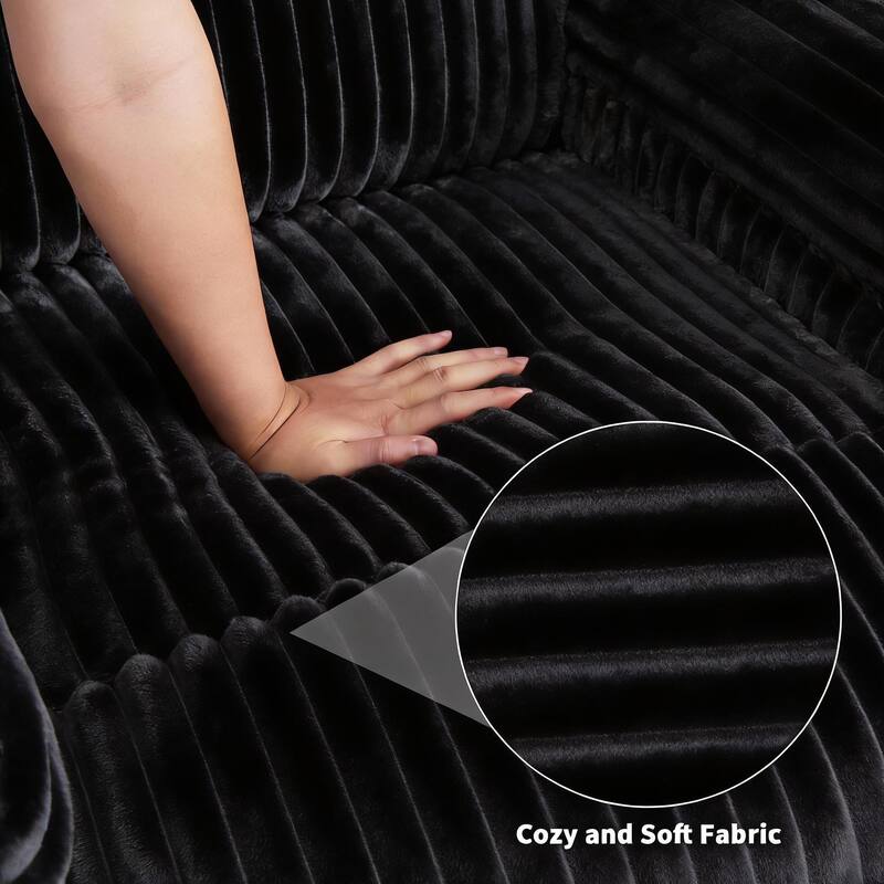 Corduroy Recliner Chair, Manual Recliner Sofa with Handle