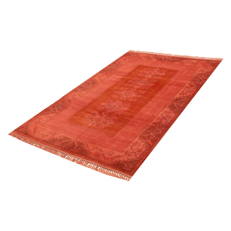 ECARPETGALLERY Hand-knotted Color Transition Salmon Wool Rug - 6'4 x 9'8