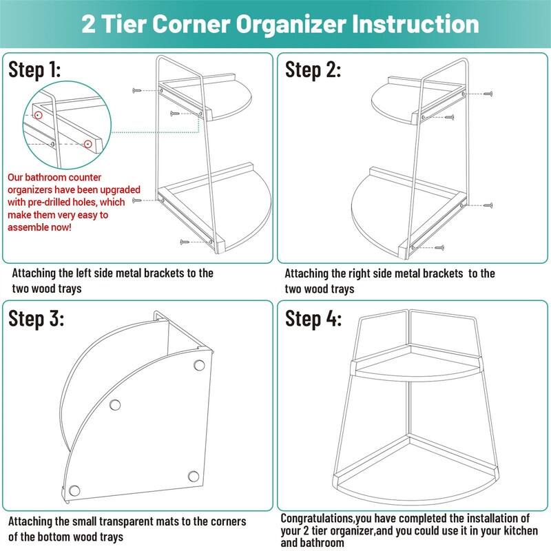2 Tier Bathroom Counter Organizer - 10"D x 14.7"W x 13.8"H
