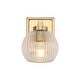 preview thumbnail 2 of 2, Yep by Golden Lighting Elliott 1-light Vanity in Brushed Champagne Brass and Clear Ribbed Glass - Gold