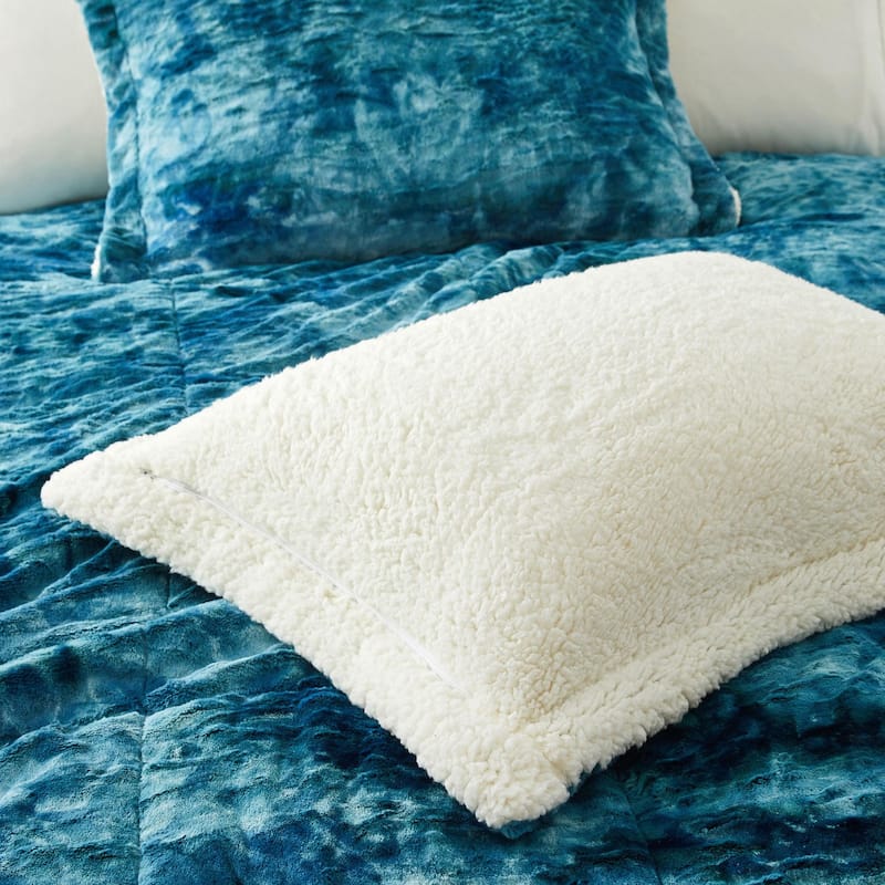 Dual-Side Fluffy Sherpa Comforter Set, Winter Plush Fuzzy Bedding Set