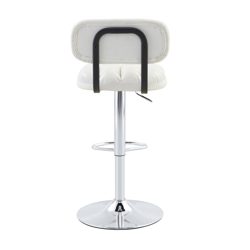 PU Leather Upholstered Bar Stools Set of 2, Adjustable Height Swivel Bar Stools, Dining Chairs with Chrome Base & Footrest