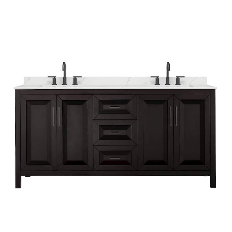 Daria 72-inch Double Vanity, 3 Hole Quartz Top