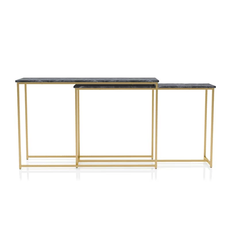 Aneeka Glam Gold 47-inch Faux Marble Nesting Sofa Tables by Furniture of America