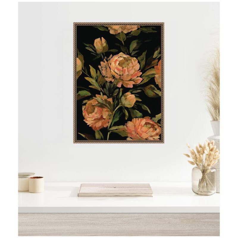 Kate and Laurel Sylvie Moody Floral 3 Framed Canvas by Annie Quigley