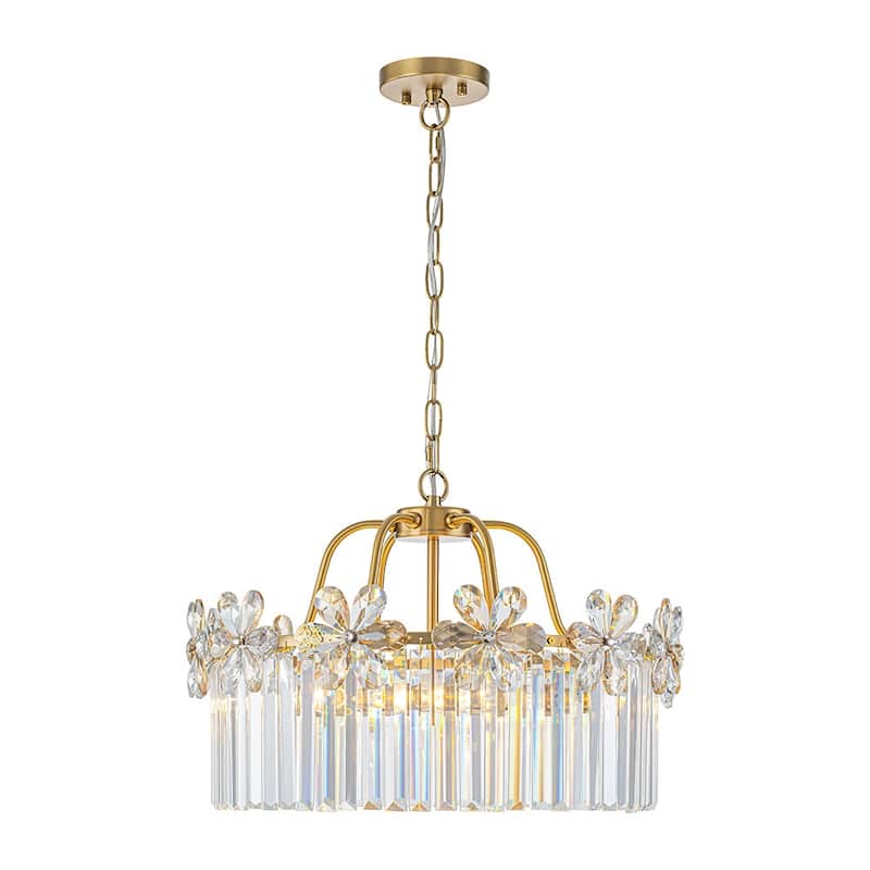 Ornate Glam 6-Light Crystal Flowers Drum Pendant - 19.7 in