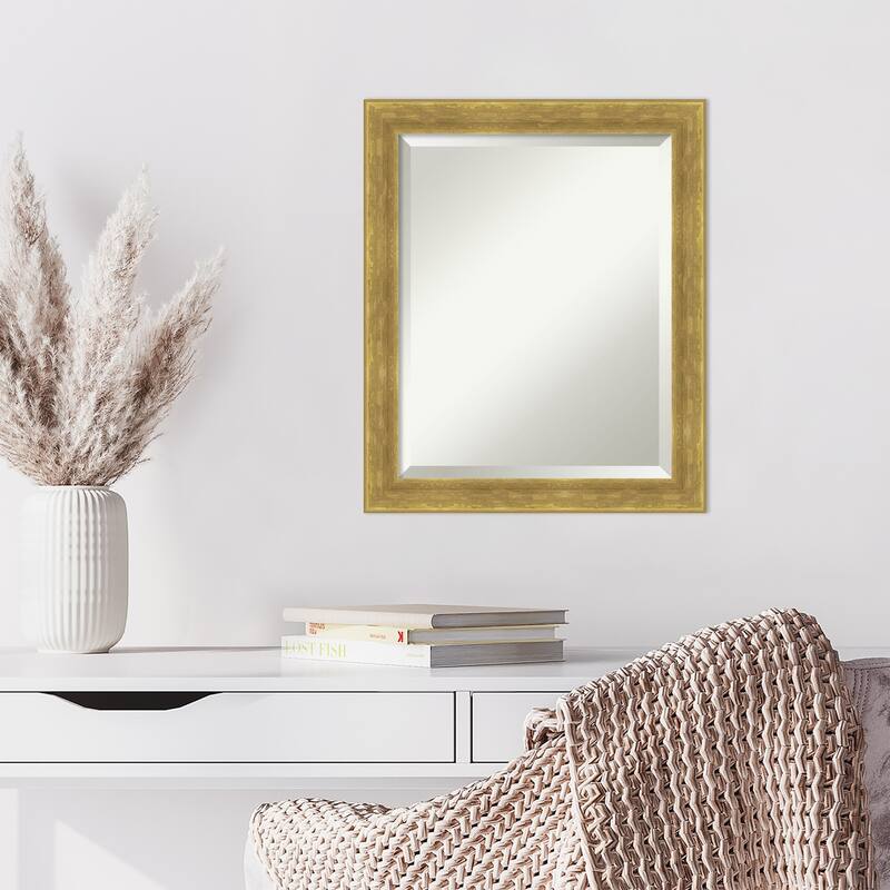 Angled Beveled Wood Framed Wall Mirror