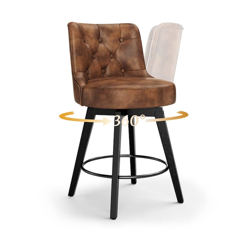 26" Counter Height Swivel Bar Stools with Solid Wood Frame - 26" H