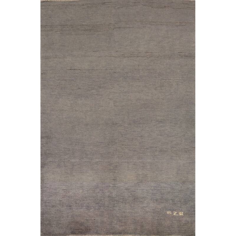 Gray Gabbeh Modern Rug Hand-Knotted Wool Carpet - 3'10"x 5'10"