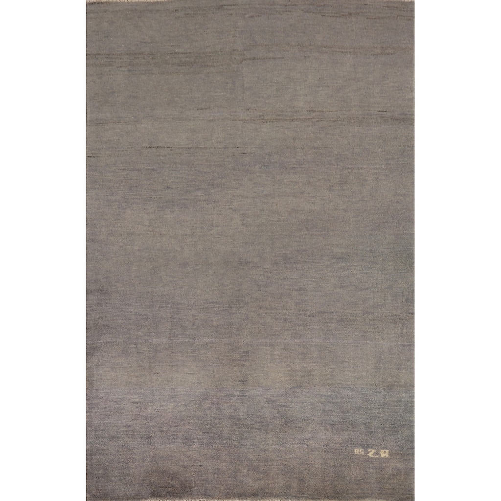 Gray Gabbeh Modern Rug Hand-Knotted Wool Carpet - 3'10"x 5'10"