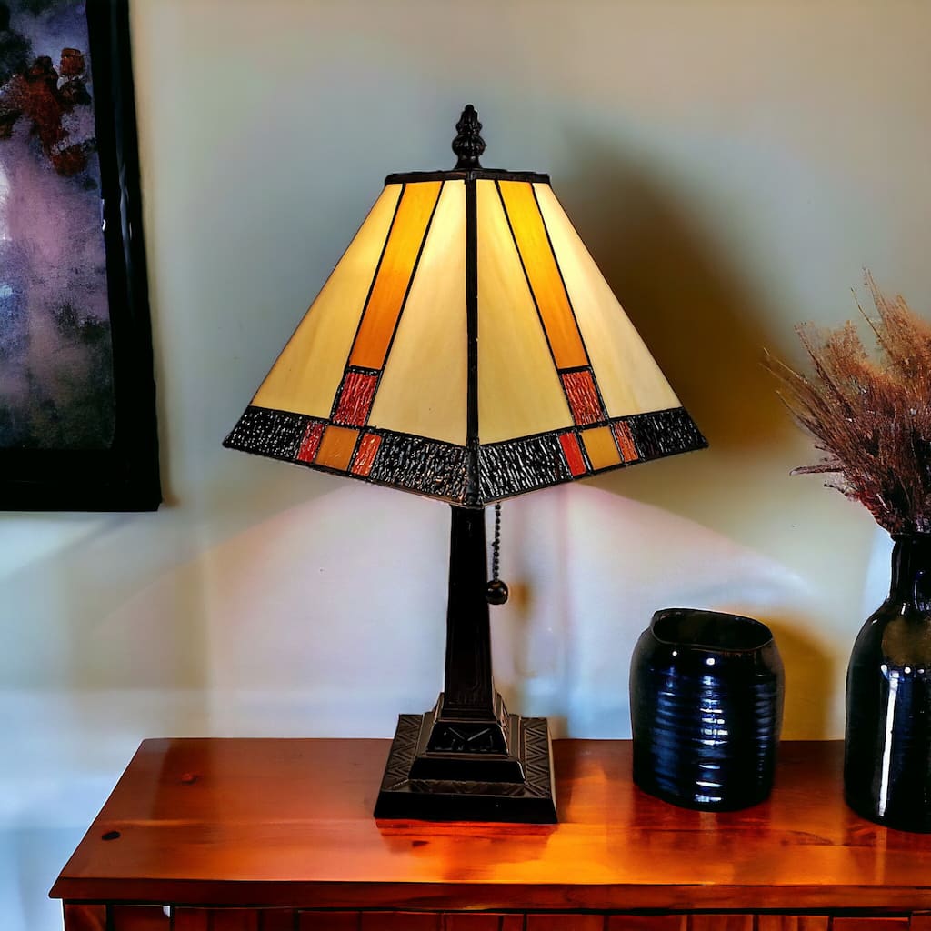 HomeRoots 15" Dark Brown Metal Candlestick Table Lamp With Beige Empire Shade - 14' X '15' X '9