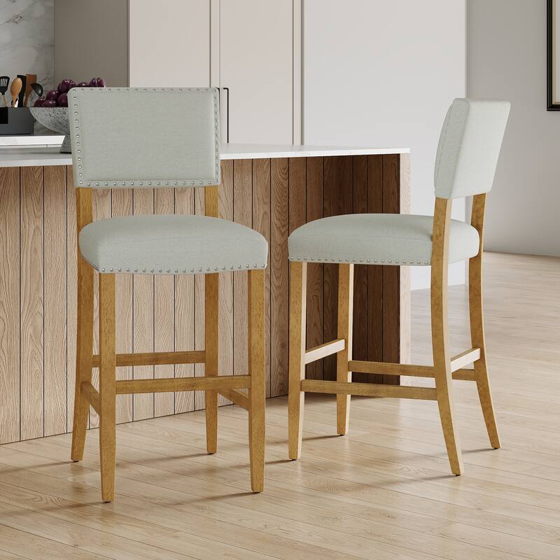 Mayfield Contemporary Linen Barstool (Set of 2) by Christopher Knight Home - 22.25" D x 18.50" W x 44.50" H
