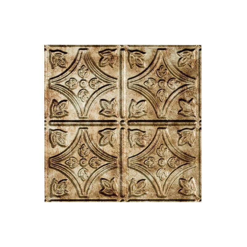 FASÄDE Traditional Style 1 Decorative Vinyl 2ft x 2ft Lay in Ceiling Panel in Bermuda Bronze (5 Pack) - 12in x 12in Sample - Bermuda Bronze