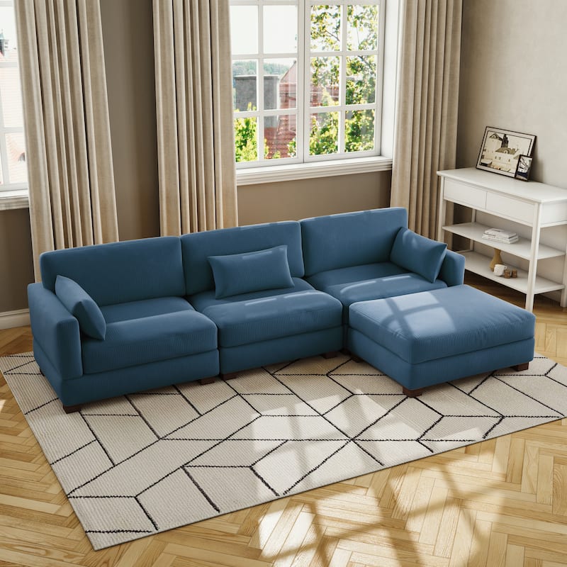 Corduroy Upholstered Modular Sectional Sofa for Living Room