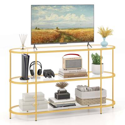 Costway 3-Tier TV Stand for TVs up to 65" with Tempered Glass Shelves - See Details