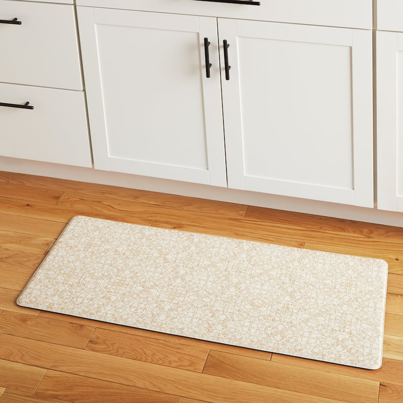 TOWN & COUNTRY BASICS Vintage Medallion Anti Fatigue Kitchen Mat Non-Slip Backing - 1' 6" x 3' 3" - Beige - Rectangle