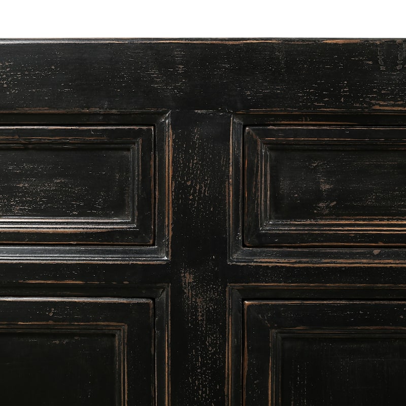 Four Drawers Sideboard Distressed Black 93x18x35H