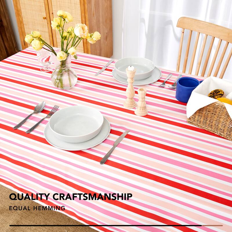 Deconovo Waterproof Polyester Tablecloth with Three Striped Patterns