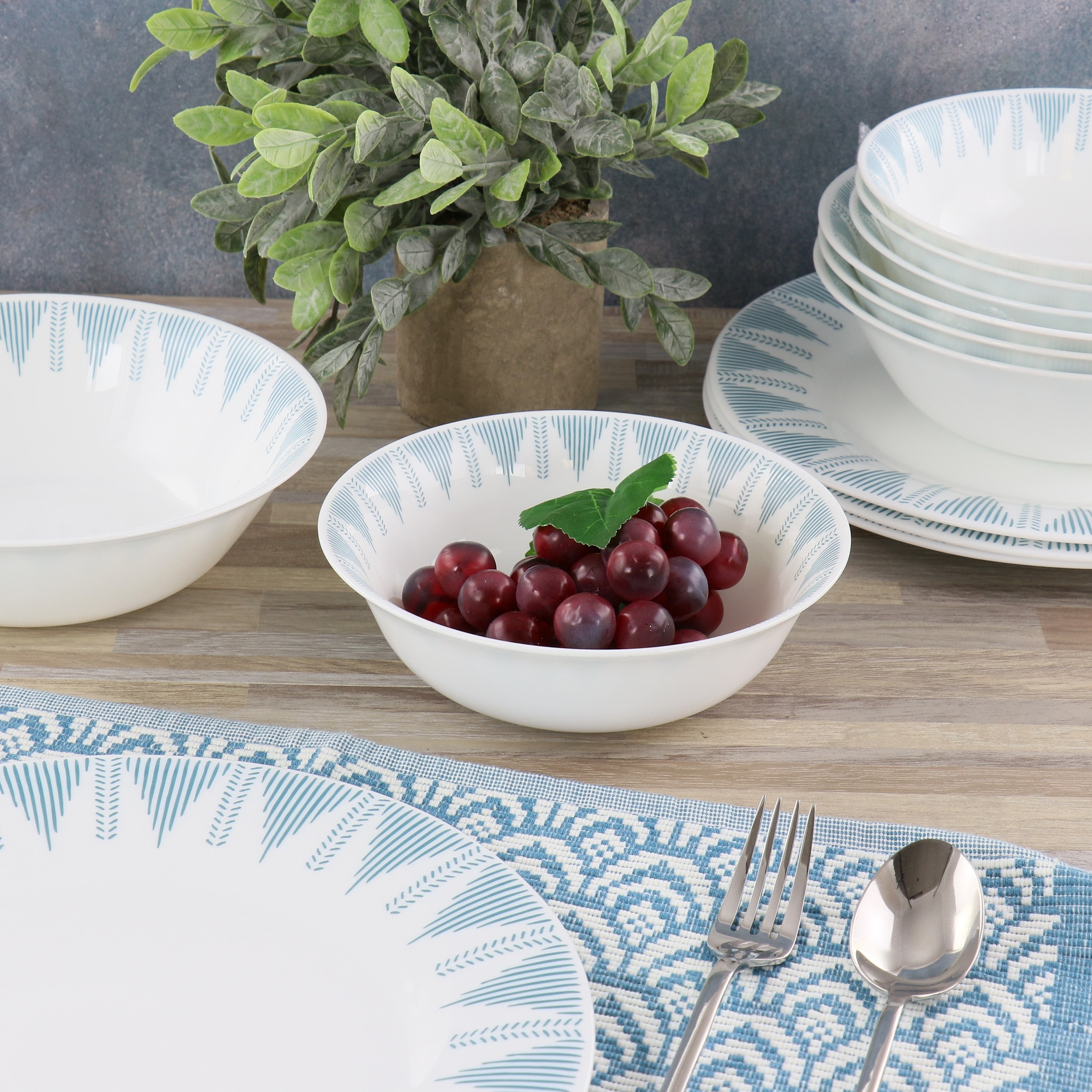 Blue glass dinnerware sets best sale