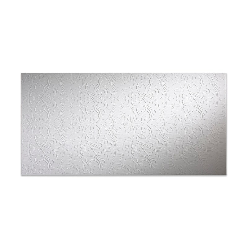 FASÄDE Damask 4-foot x 8-foot PVC Wall Panel in Matte White - White - 4 x 8