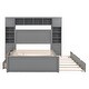 preview thumbnail 10 of 52, Full Size Wooden Bed with All-in-One Cabinet, Shelf, Sockets & Twin Trundle - Stylish and Functional in Grey