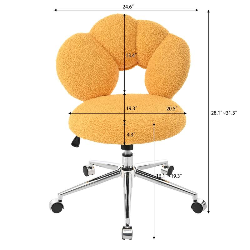 360 Swivel Height Adjustable Teddy Fabric Chair