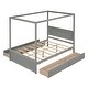 preview thumbnail 10 of 26, Full Size Canopy Platform Bed with 4 Drawers & Support Slats Gray - Full