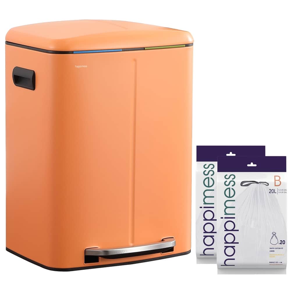 happimess 10.6-Gallon Double Bucket Trash Can with Soft Close Lid