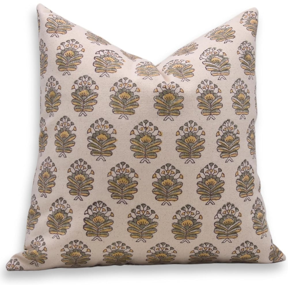 Fabdivine Block Print Floral Cotton Throw Cushion Cover Famhouse Decor