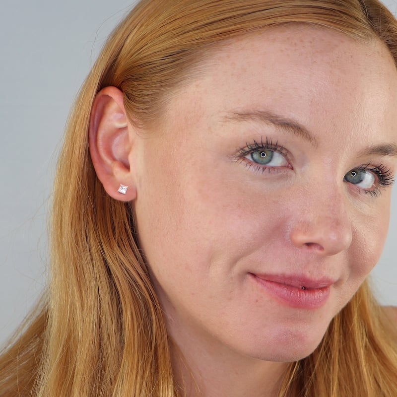 Vault Classic 1.00ct TW Natural Princess Diamond 4-Prong Studs Guardian-Back (I VS2)