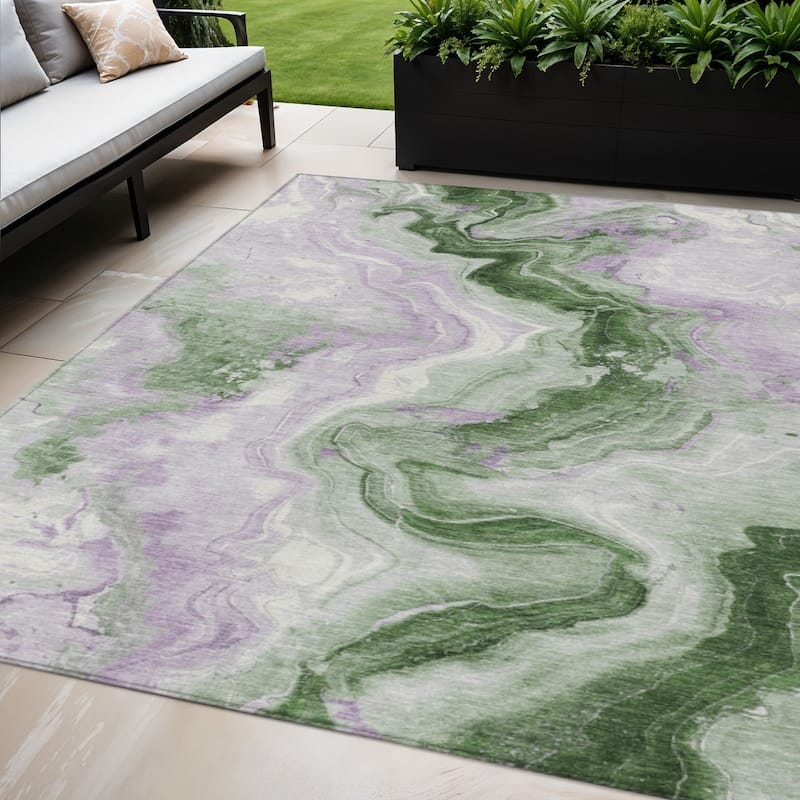 HomeRoots Abstract Transitional Rectangle Outdoor Rug - 5' X 8'