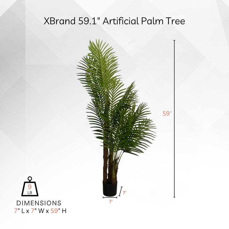 XBrand 59.1" Artificial Palm Tree - Realistic Faux Tropical Indoor Plant