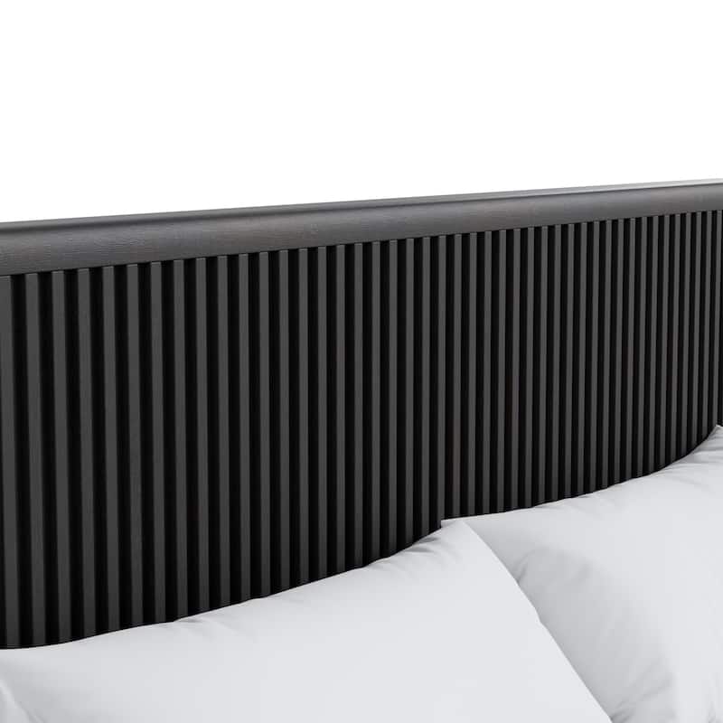 Furniture of America Caelan I Modern Black Solid Wood Fluted Panel Bed